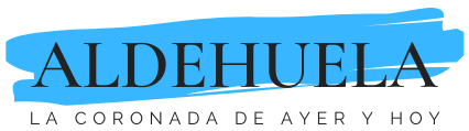 Logo de la web aldehuela.es de La Coronada (Badajoz). El logo se compone de la palabra Aldehuela en mayúsculas sobre un fondo azul a modo de brochazo