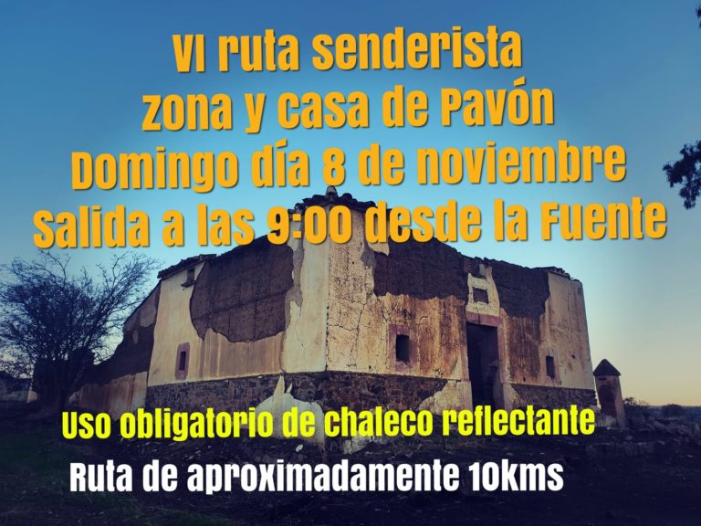cartel promocional de la Ruta senderista a la casa de pavón de La Coronada (Badajoz)