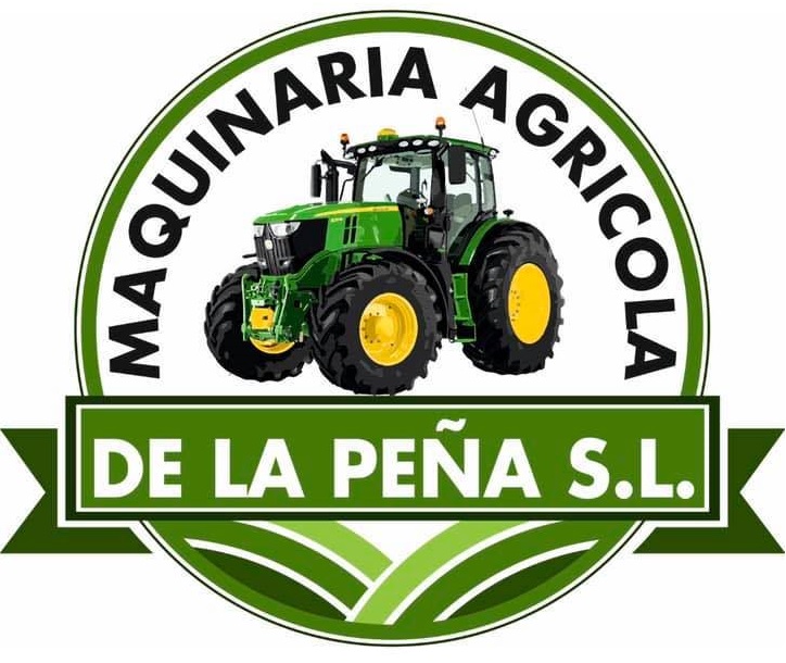 Logo de la empresa Maquinaria Agrícola de la Peña SL donde aparece un tractor verde