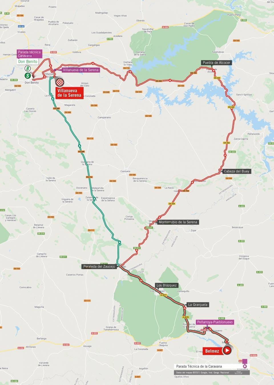 Recorrido de la Vuelta Ciclista a España 2021 a su paso por La Coronada (Badajoz)