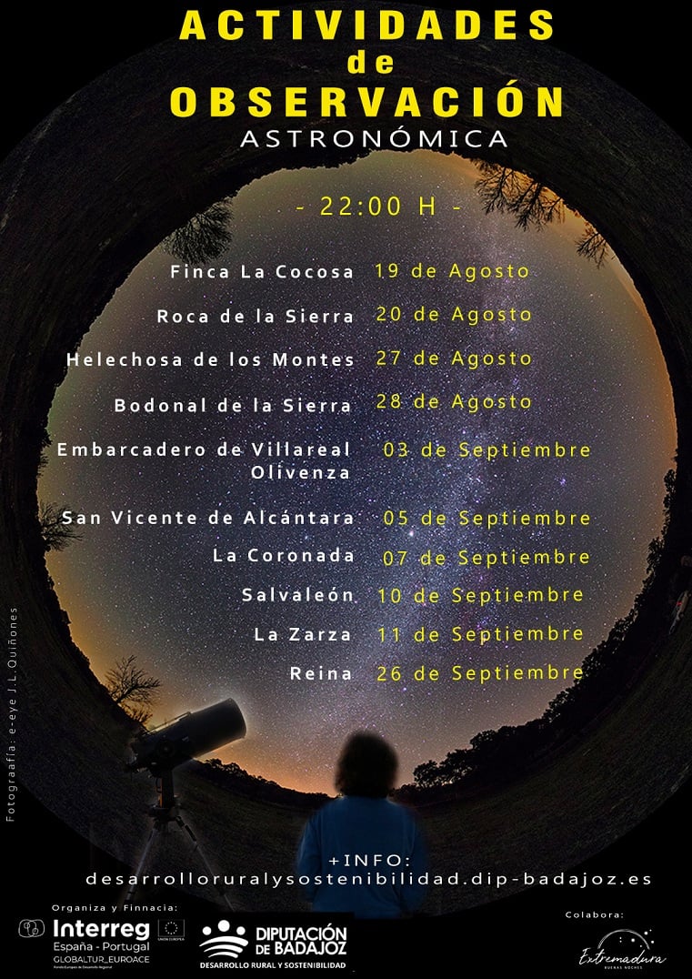 Actividades de observación astronómica. Diputación de Badajoz