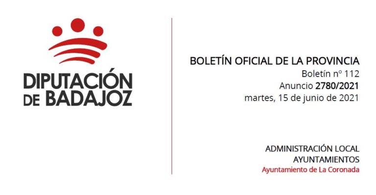 BOP 15_06_2021 Reglamento de la escuela infantil municipal La Noria de La Coronada (Badajoz)